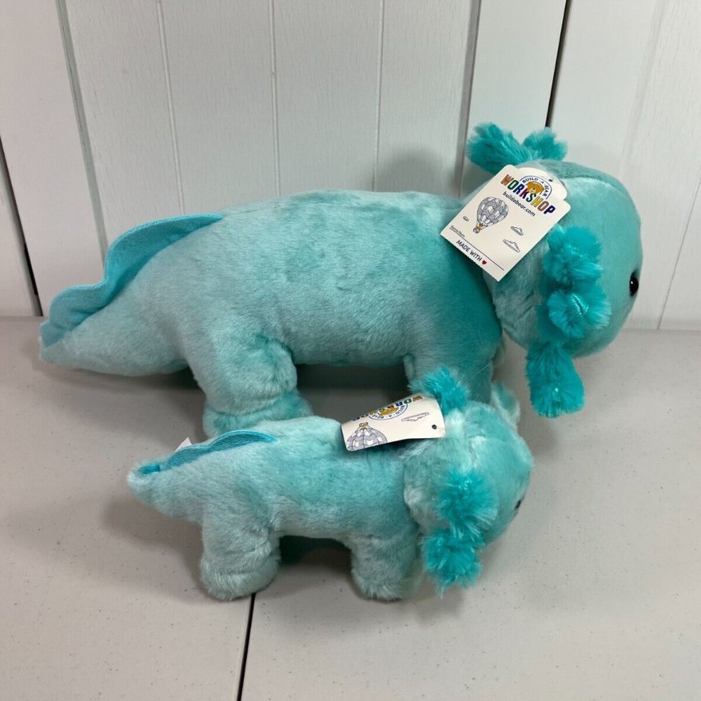 NEW Build A Bear Mint Green Axolotl 18" Long w/ Pajamas and Mini Buddy 9" - Picture 5 of 6